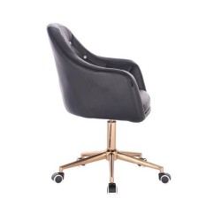 Czarne krzesło ekoskóra złote kółka