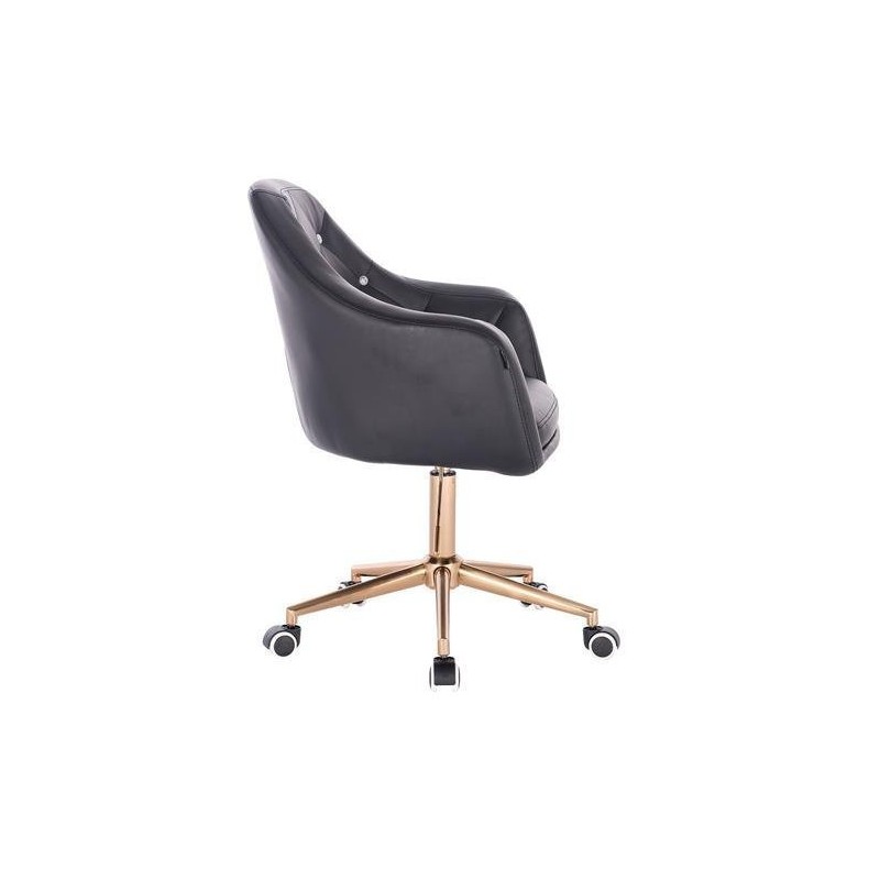 Czarne krzesło ekoskóra złote kółka