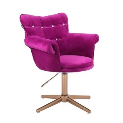 Fuchsia velvet cosmetic chair gold