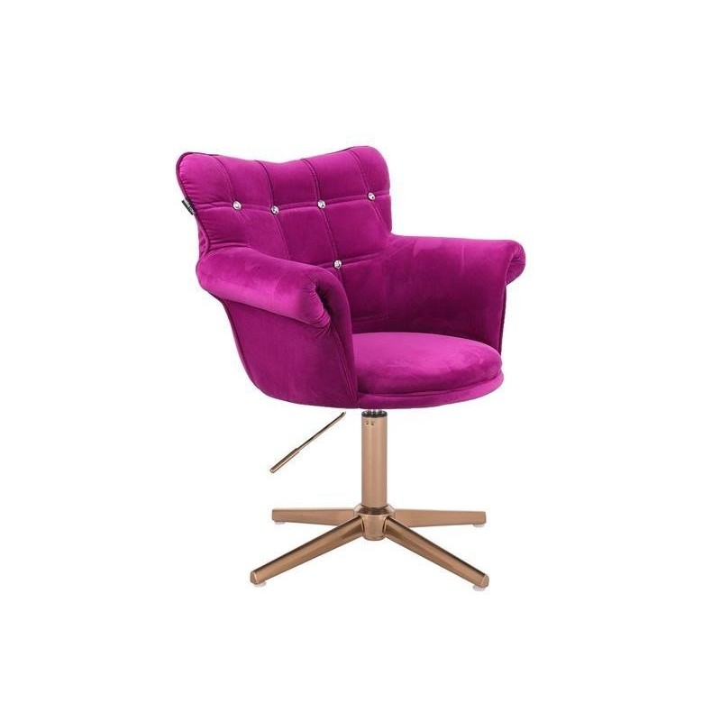 Fuchsia velvet cosmetic chair gold