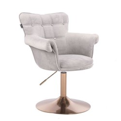 Fotel Hr804Cn Stalowy Welur Złota Podstawa