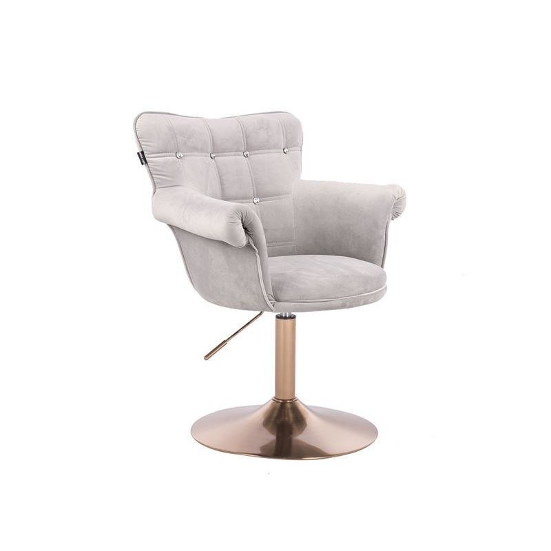 Fotel Hr804Cn Stalowy Welur Złota Podstawa