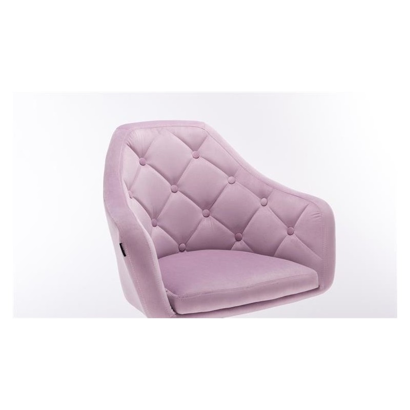 Wrzosowe welurowe krzesło złote kółka