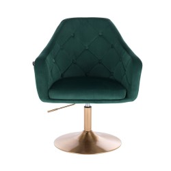 Bottle-green velvet chair gold base
