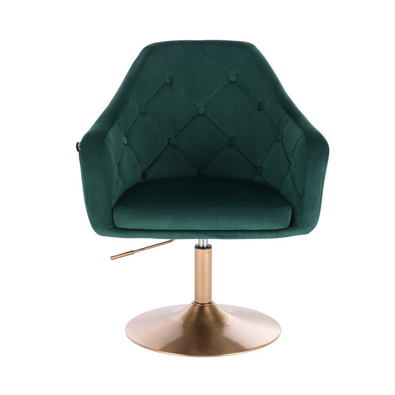Bottle-green velvet chair gold base