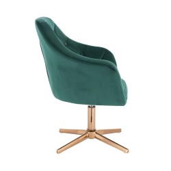 Bottle-green velvet chair, gold base