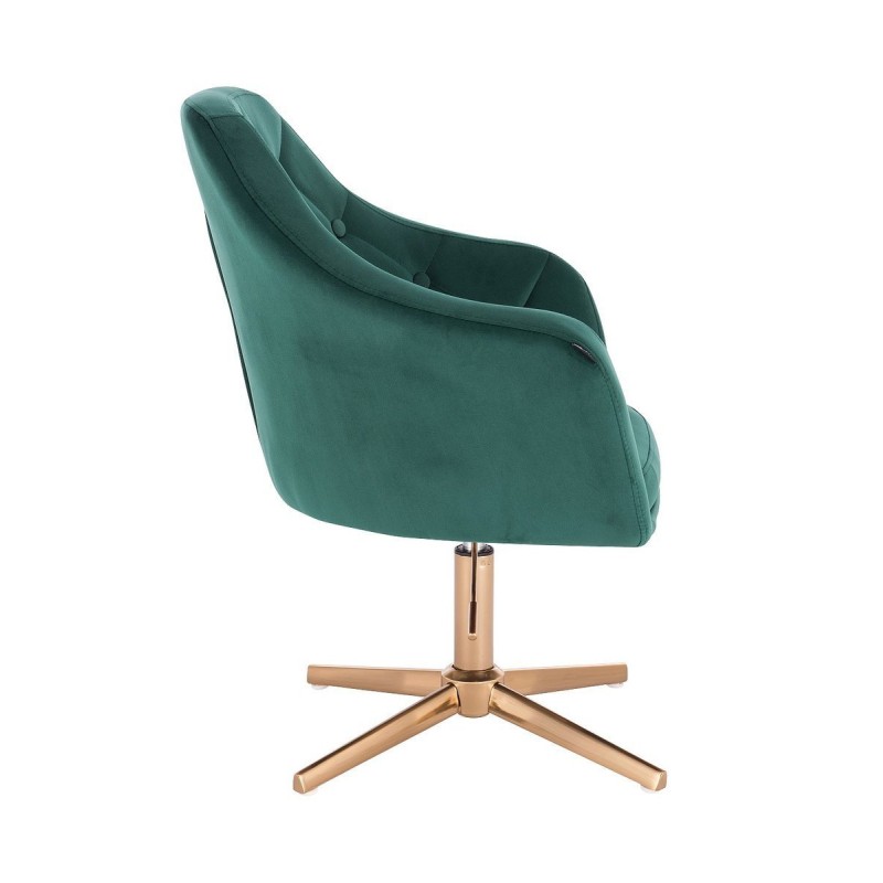 Bottle-green velvet chair, gold base