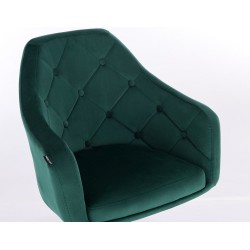 Bottle green velvet salon chair