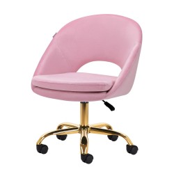 4Rico krzesło obrotowe QS-MF18G aksamit różowe