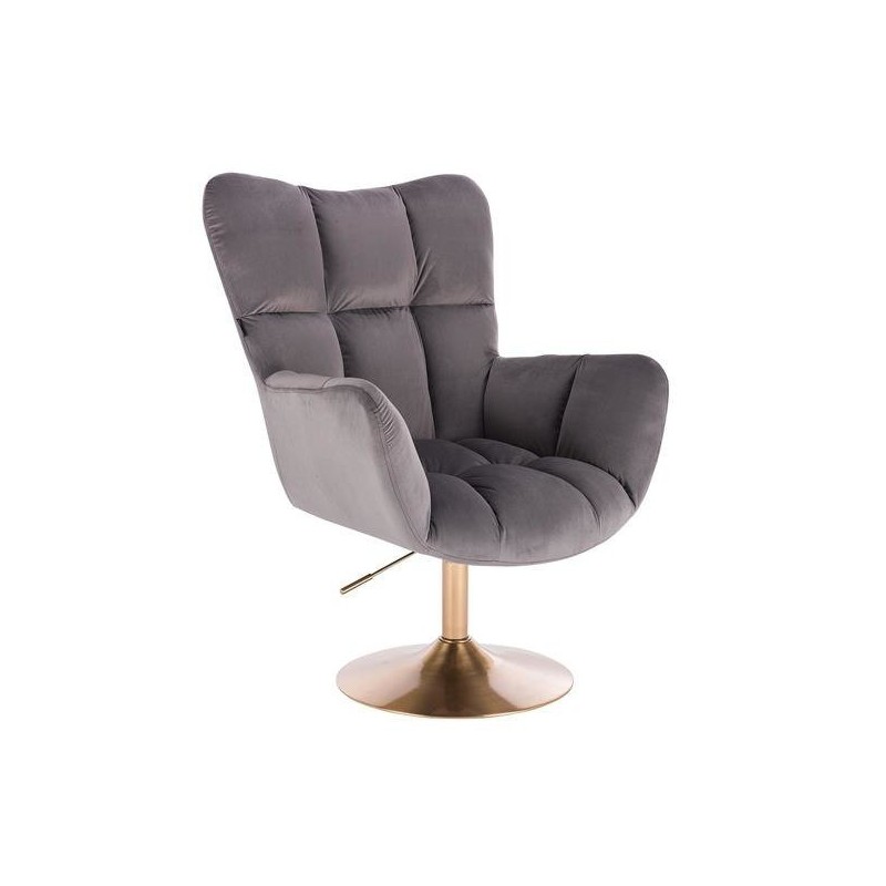 Fotel Hr650N Grafitowy Welur Złota Podstawa