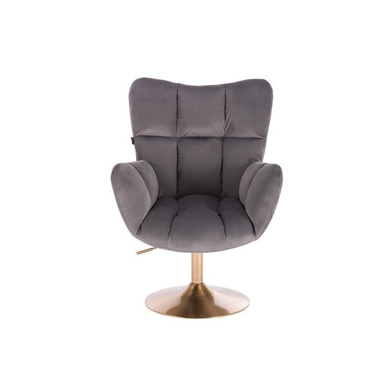 Fotel Hr650N Grafitowy Welur Złota Podstawa