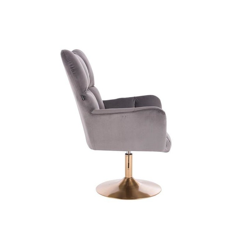 Fotel Hr650N Grafitowy Welur Złota Podstawa