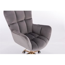 Fotel Hr650N Grafitowy Welur Złota Podstawa