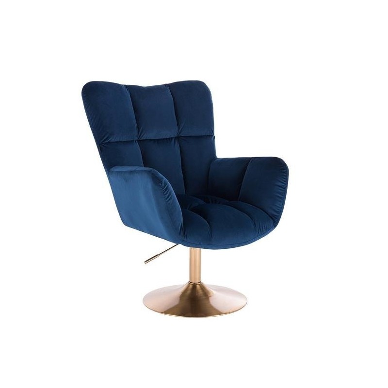 Fotel Hr650N Ciemne Morze Welur Złota Podstawa