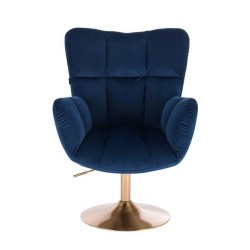 Fotel Hr650N Ciemne Morze Welur Złota Podstawa