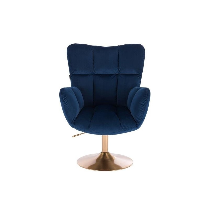 Fotel Hr650N Ciemne Morze Welur Złota Podstawa