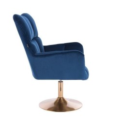 Fotel Hr650N Ciemne Morze Welur Złota Podstawa