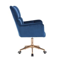 Fotel Hr650K Ciemne Morze Welur Złota Podstawa