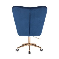 Fotel Hr650K Ciemne Morze Welur Złota Podstawa