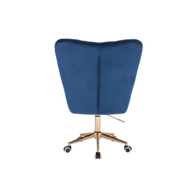 Fotel Hr650K Ciemne Morze Welur Złota Podstawa