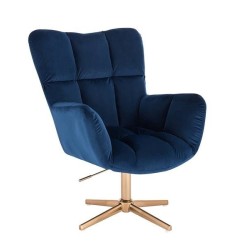 Fotel Hr650Cross Ciemne Morze Welur Złota Podstawa