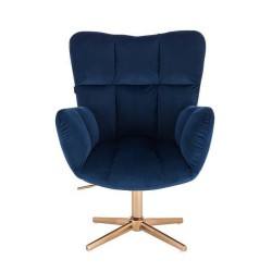 Fotel Hr650Cross Ciemne Morze Welur Złota Podstawa