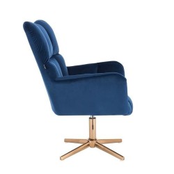 Fotel Hr650Cross Ciemne Morze Welur Złota Podstawa