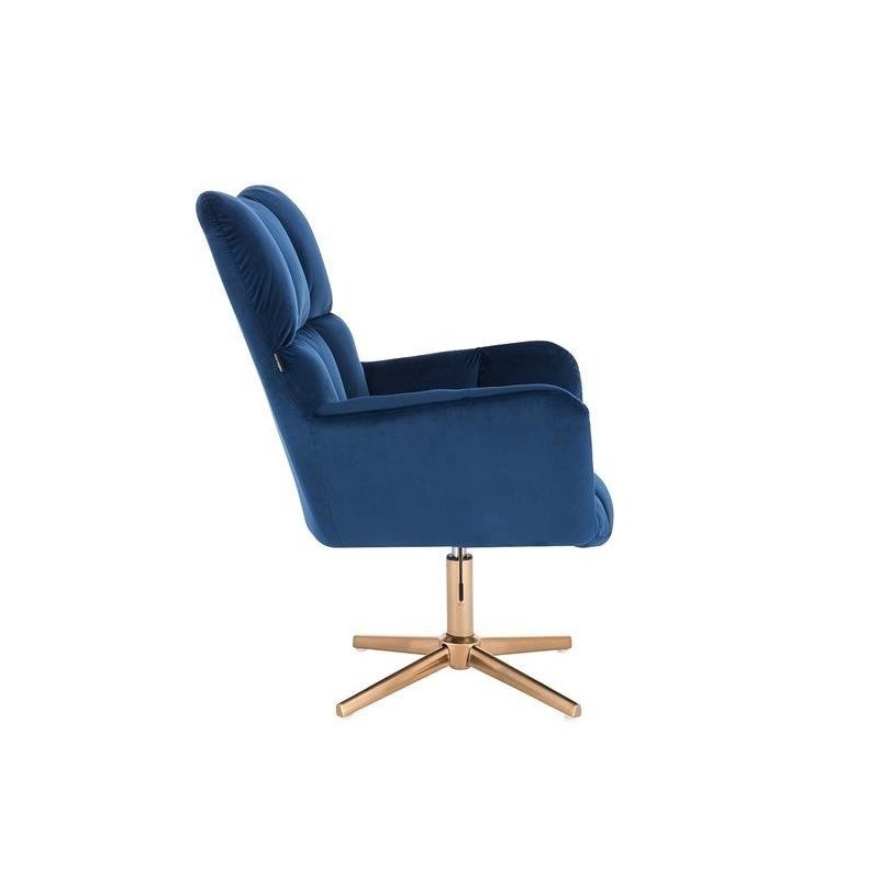 Fotel Hr650Cross Ciemne Morze Welur Złota Podstawa