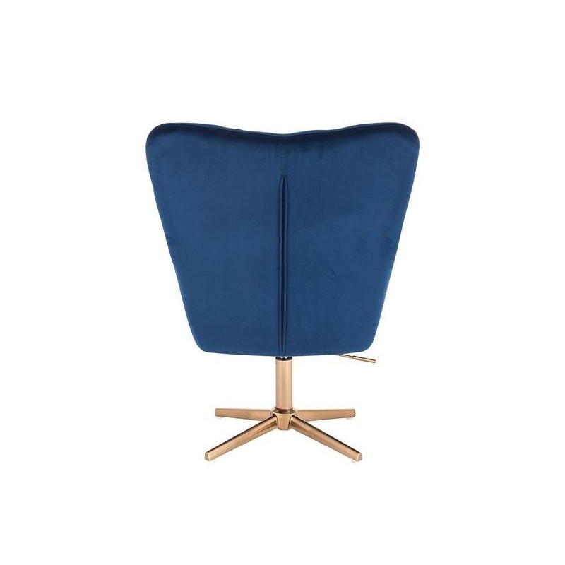 Fotel Hr650Cross Ciemne Morze Welur Złota Podstawa