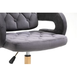 Grafitowe welurowe krzesło złoty krzyżak