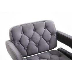 Grafitowe welurowe krzesło złoty krzyżak