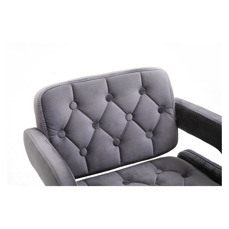 Grafitowe welurowe krzesło złoty krzyżak