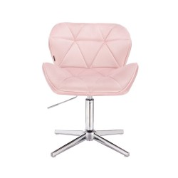 Powder-pink velour chair, silver cross