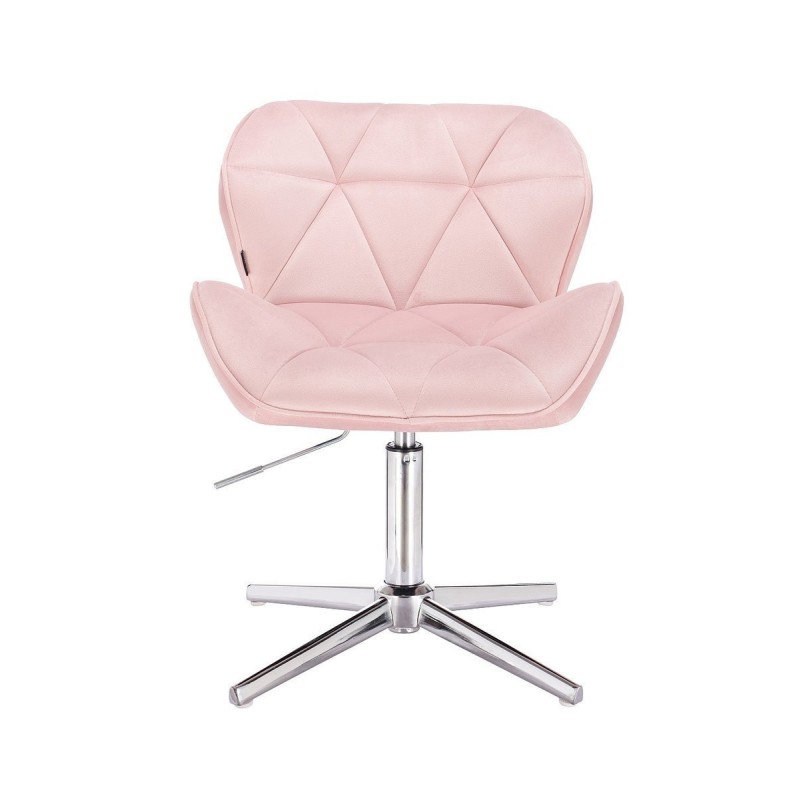 Powder-pink velour chair, silver cross