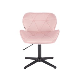 Welurowe krzesło pudrowy róż krzyżak