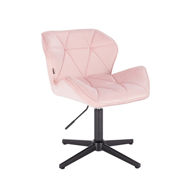 Powder-pink velour chair black base