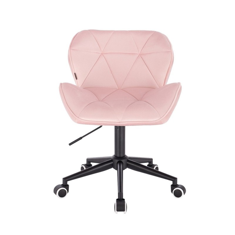 Powder-pink velvet chair black wheels