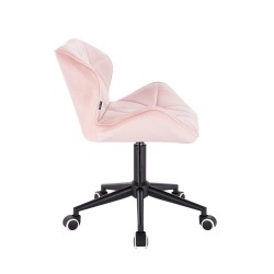 Powder-pink velvet chair on casters