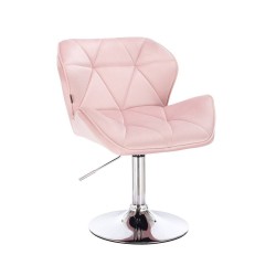 Powder-pink velour chair silver base