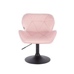Powder-pink velvet chair black base