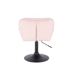 Powder-pink velvet chair black base