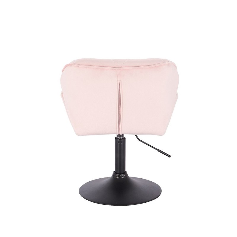 Powder-pink velvet chair black base