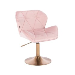 Powder-pink velvet cosmetic chair gold-base