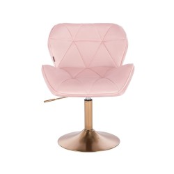 Powder-pink velour chair gold-base