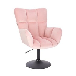 Fotel Hr650N Pudrowy Róż Welur Czarna Podstawa
