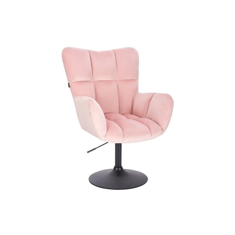 Fotel Hr650N Pudrowy Róż Welur Czarna Podstawa