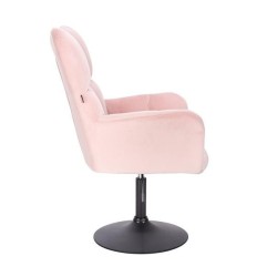 Fotel Hr650N Pudrowy Róż Welur Czarna Podstawa