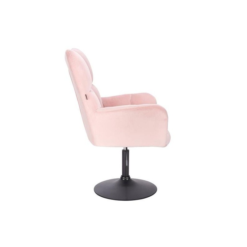 Fotel Hr650N Pudrowy Róż Welur Czarna Podstawa