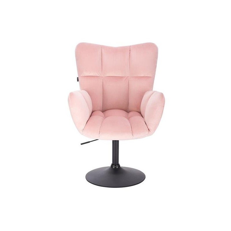 Fotel Hr650N Pudrowy Róż Welur Czarna Podstawa