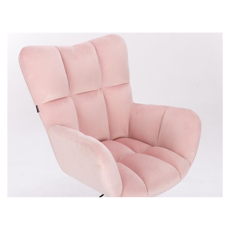 Fotel Hr650N Pudrowy Róż Welur Czarna Podstawa